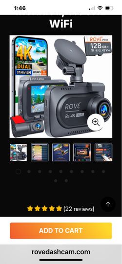 ROVE R2-4K DUAL Dash Cam Front and Rear, 4K Upscaled + 1080P, STARVIS 2 Sensor, FREE 128GB Card Included, 5.8GHz WiFi