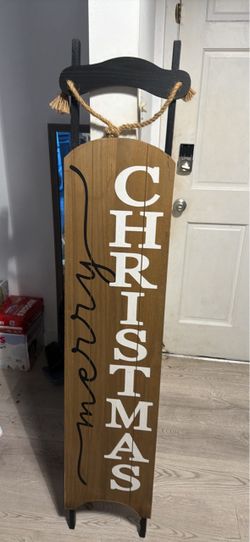 Merry Christmas Wooden Sled Sign