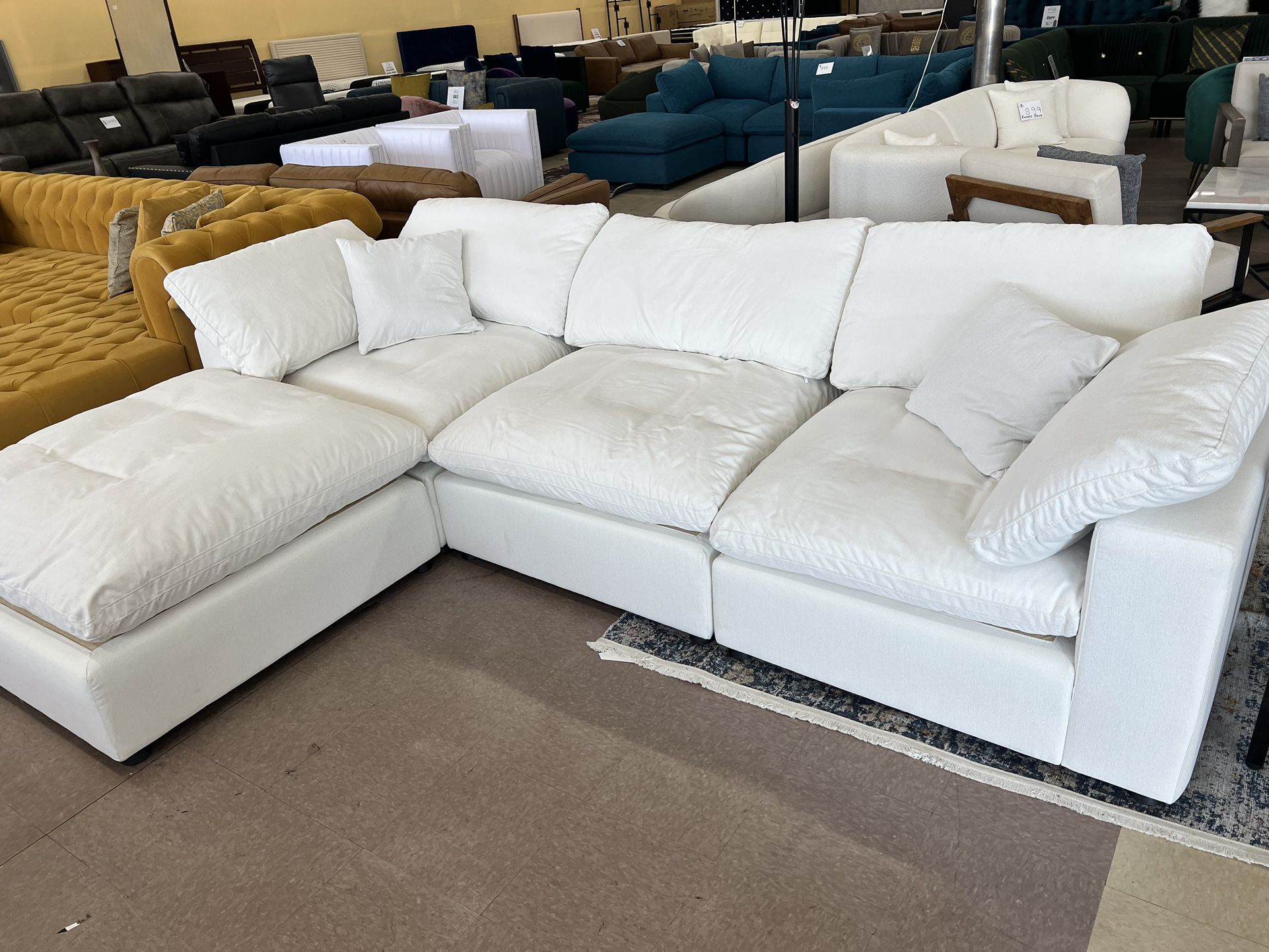 Modern White 4 Piece Cloud Sectional Sofa
