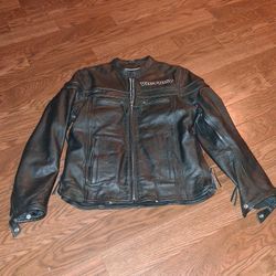 VICTORY MOTORCYCLES MENS LEATHER JACKET. MEDIUM