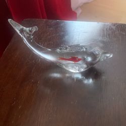 Cristal Whale With Red Fish Inside 