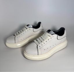 Alexander McQueen Larry Leather Sneakers White/Black Pearl Heel Size EU 38 US 8