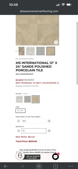 12” x 24” sande cream polished tile