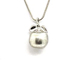 Long Silver Snake Chain With An Apple