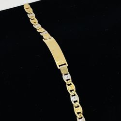 14k Gold 7mm Anchor Mariner (flat gucci) link ID Bracelet HARD TO FIND 2-tone, 7.5" long, 18.8 grams
