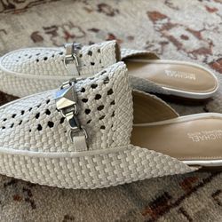 Michael Kors White Woven Mules (Women’s Size 7M)