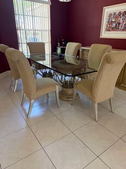 Dinette table 6 chairs, credenza and microfiber swivel chair