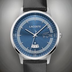 Lacoste Madrid Black Leather Band Blue Dial (contact info removed)