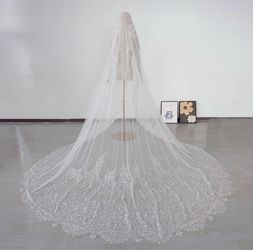Brand New Sequin Sparkle Cathedral Veil