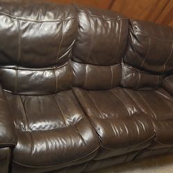 Barely Used Leather Media Sofa  $600 OBO