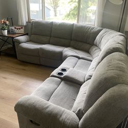 Grey Sectional Recliner Couch