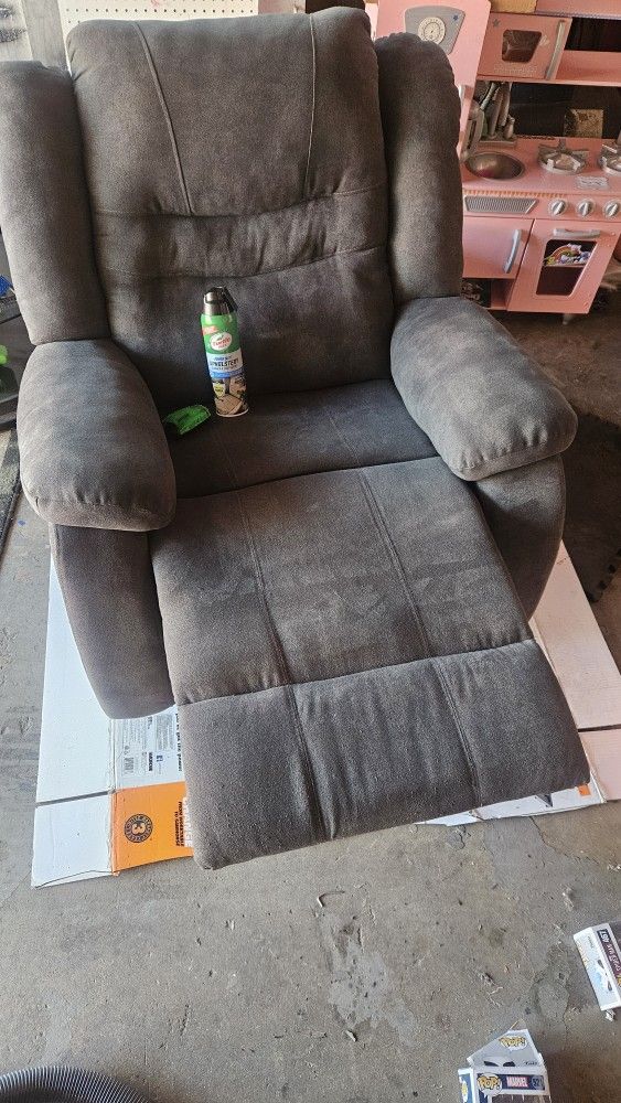 Rocker Recliner Chair Dark Grey/blue