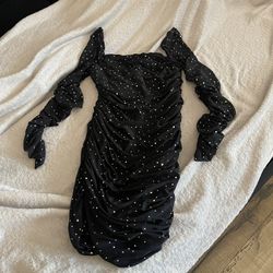 Black Sparkly Short Dress