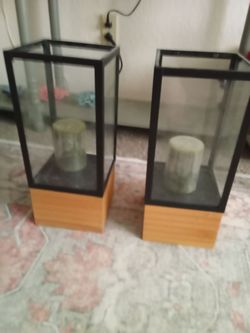 Set or 2 glass candle lanterns decor