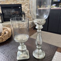 2 Clear candelabras