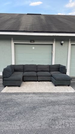 UP Sectional., Soft gray fabric with thick padd