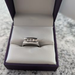 Men's Ring 5 Diamonds White Gold