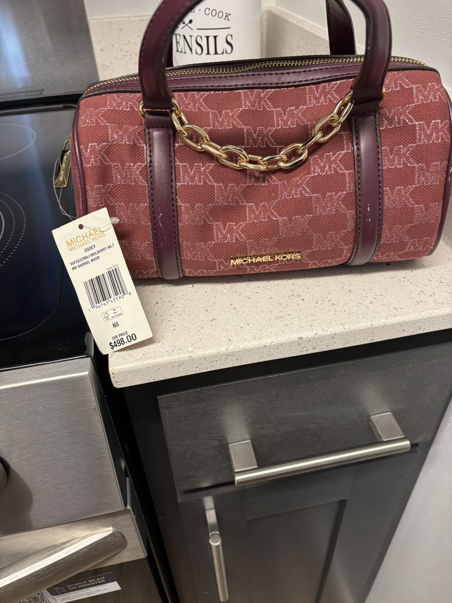 Burgundy, Michael Kors, Duffel Bag