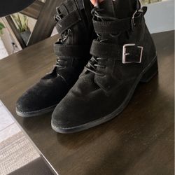 Suede Buckle Ankle Boots