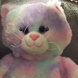 Build A Bear WITH sound Pastel Swirl tie dye Kitty Cat  Pink Purple Blue 16"
