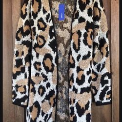 NWT Woman Sizes Medium And Large Cheetah And Camouflage Print Cardigans-$25 Each-FIRM