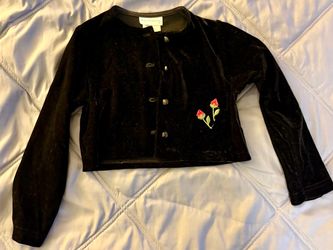 Rare Editions Black Velvet Cropped Jacket for Girls