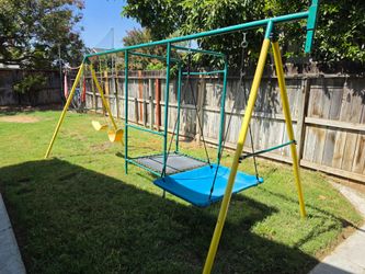 Kids Playground- Kids Metal Swing Set with Platform Swing
