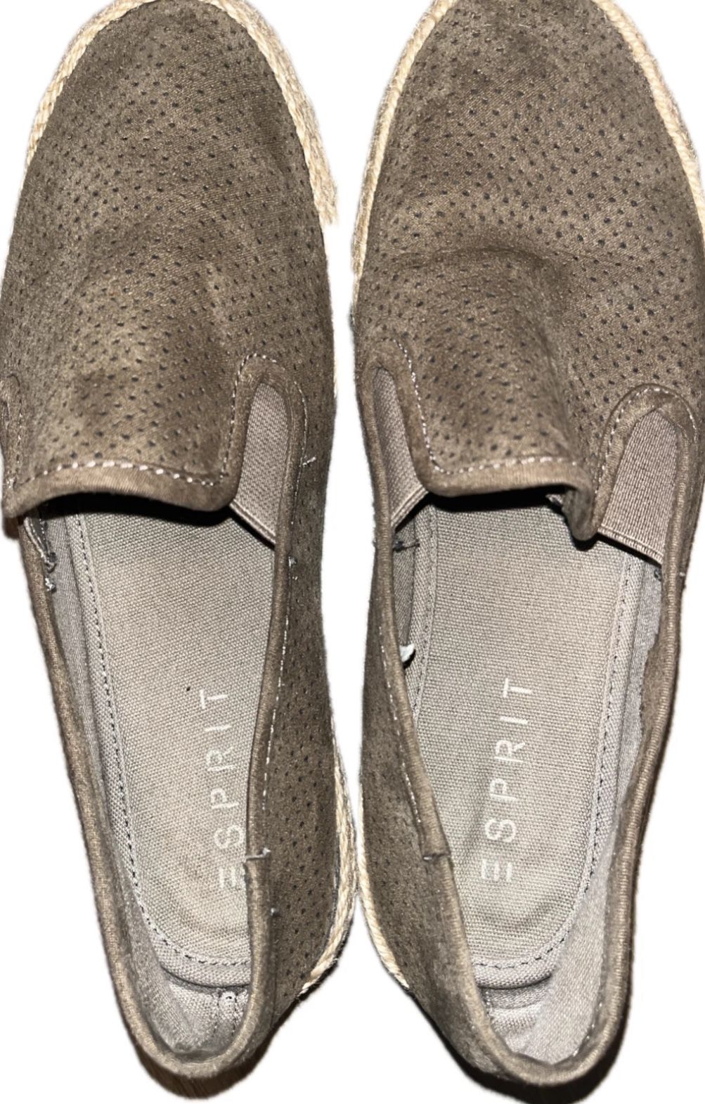 Esprit Slip-on Espadrille Flats Women's Shoes taupe Size 8.0 elastic comfort