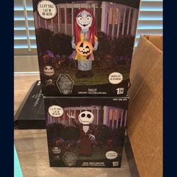 3.5ft Tall Sally And Jack Skellington Inflatable Decors
