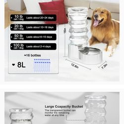 White Automatic Pet Waterer,100% BPA-Free, Gravity Stainless Steel Water Dispenser,Large Capacity Water Feeder for Cats and Small and Medium-Sized Dog