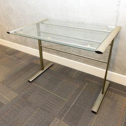 Pewter metal and glass desk

