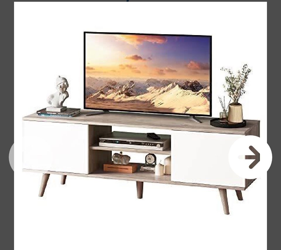 WLIVE TV Stand for 55 60 inch TV, Boho...Note :- One Bord Is Slightly Creek