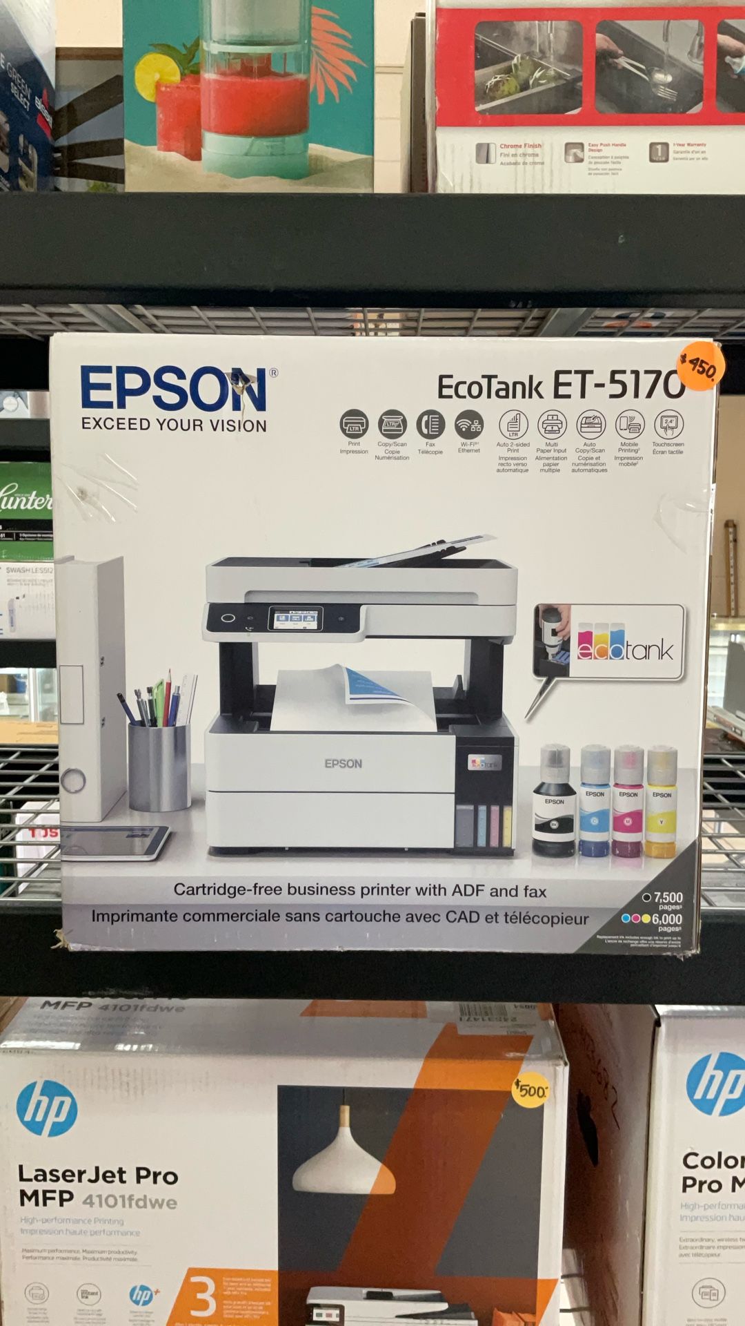 EPSON ECOTANK ET-5170 CARTRIDGE-FREE BUSINESS PRINTER WITH ADF AND FAX.