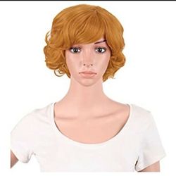 Strawberry Blonde Short Body Curl Hair Wig