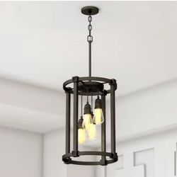 Romaro Row 4-Light Antique Bronze Chandelier with Vintage Bulbs
