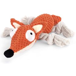 Squeaky Interactive Puppy Dog Toys,Stuffed Durable Chew Toys for Small and Medium Dogs with Fox Shape