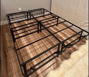 FULL SIZE METAL  BED FRAME FOLDABLE (BRAND NEW IN BOX) (VERY STURDY)