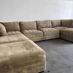 Caramel Brown 7 Piece Modular Couch with 2 Ottomans