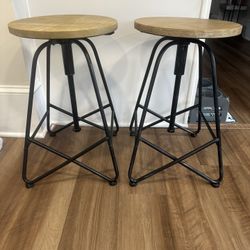 Adjustable Bar Stools Set of 2 - 22” - 33” 