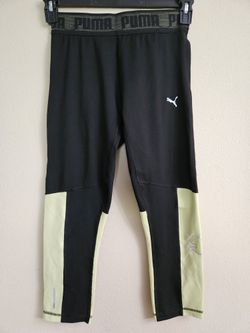 Puma Black With Yellow Stripe Leggings Size Medium 