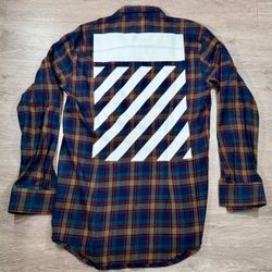 2yPremium Diagonal Stripe Plaid Flannel Shirt  XL