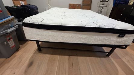 Ashley Hybrid Queen Mattress + Folding Steel Frame Combo (Smoke/Pet Free)