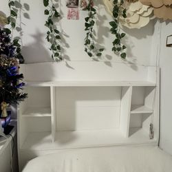 White Twin Headboard With Shelves 