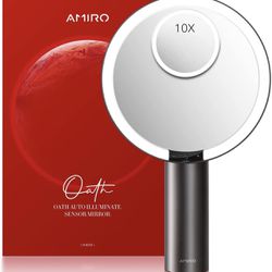 AMIRO 9" Lighted Makeup Mirror with Smart Sensor & Touch-Control, 3 Colors & 6 Brightness HD Vanity Mirror with Lights, Rechargeable & Cordless Thumbnail