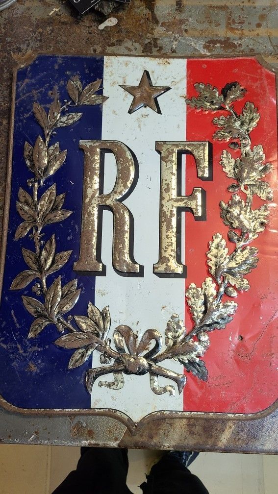1900s Embosed Sign-French Republic-Cool Collector Piece