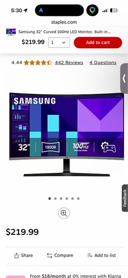 Two Samsung Samsung 32” Curved Monitors