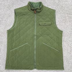 Vineyard Vines Vest Jacket Mens XL Green Military Quilted Full Zip Chore Outdoor
