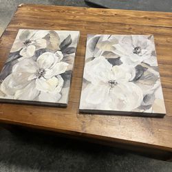 Two Flower Canvas Paintings - Custom 