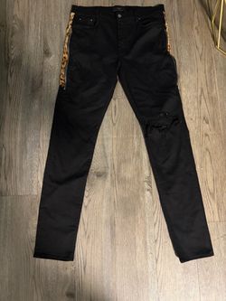 Amiri Leopard Half Track Broken Denim Jean Distressed