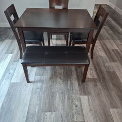 Dining Room Table with 3 Chairs and Bench